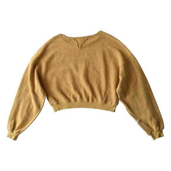 Free People We The Free Brown Striped Palo Alto Pullover Cropped Sweatshirt XS - Picture 6 of 8